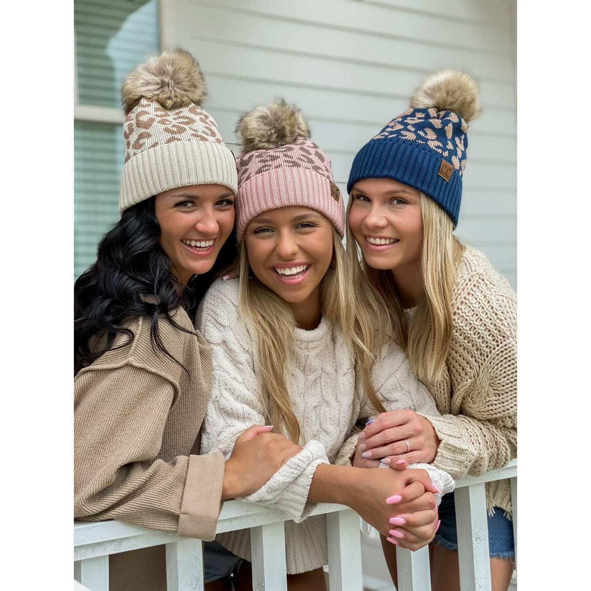 Leopard Pattern Fur Pom Beanie YJ2091