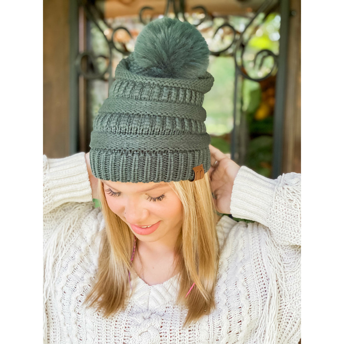 Super Soft Matching Fur Pom C.C Beanie HAT7002