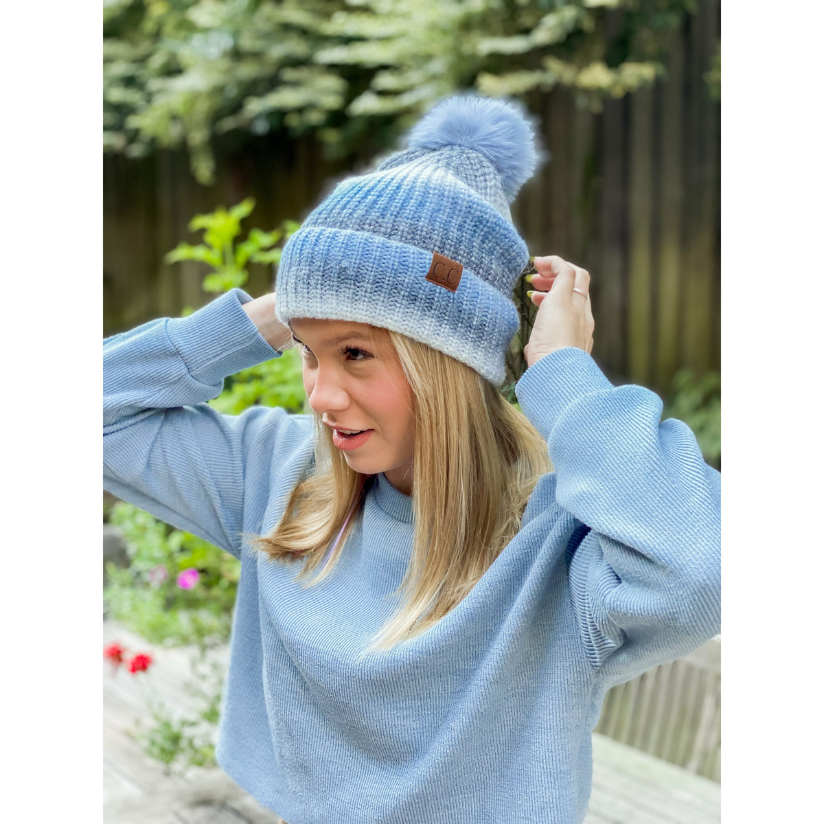 Multicolored Ombre Fur Pom C.C Beanie HAT2077