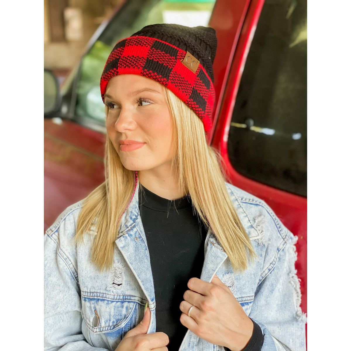 Buffalo Check Knit CC Beanie HAT82
