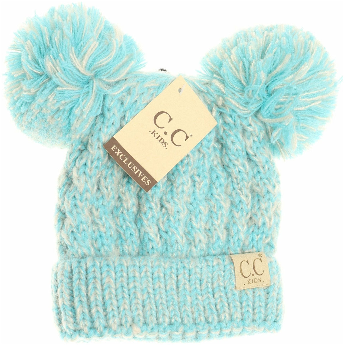 Kids Multi Tone Double Pom CC Beanies KIDS23