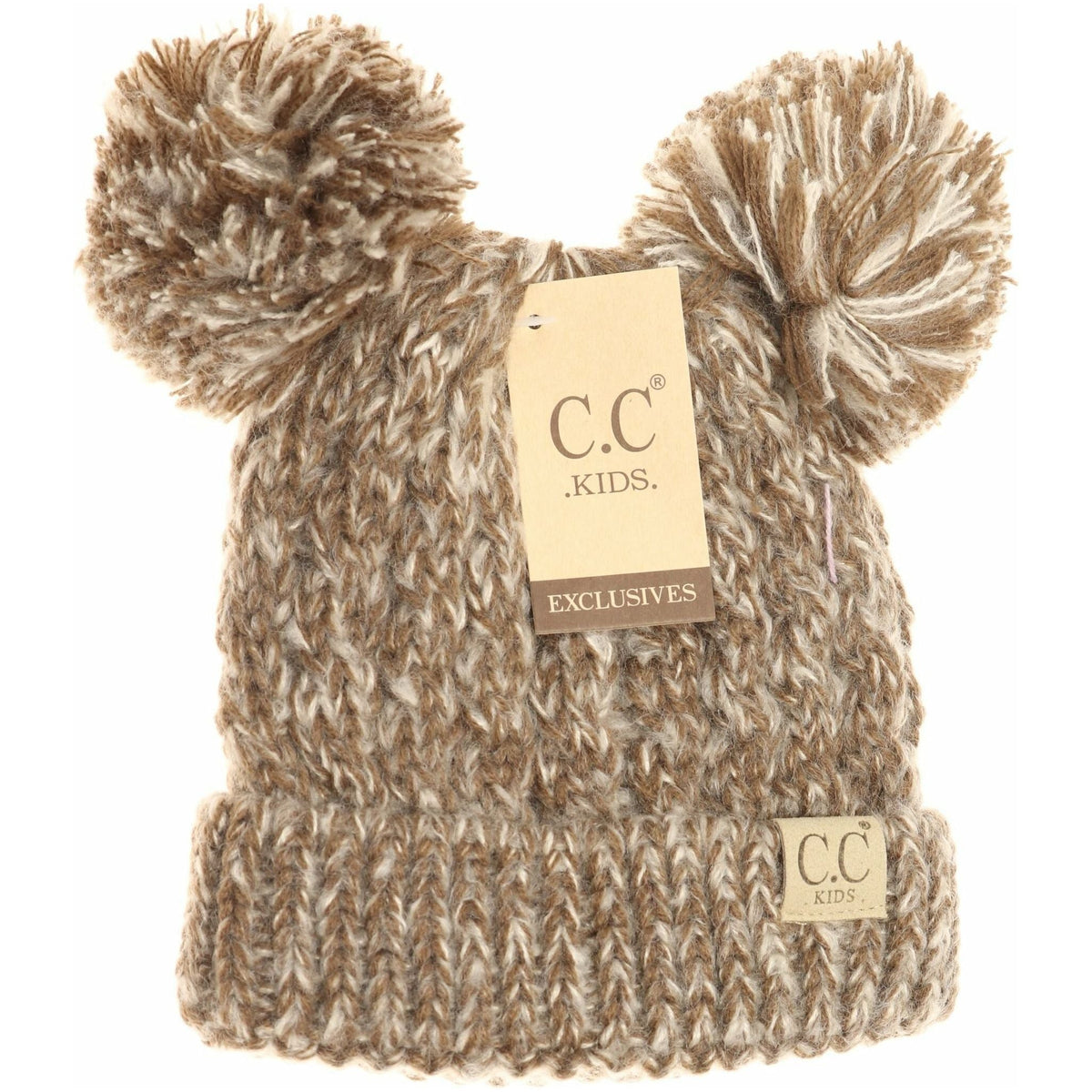 Kids Multi Tone Double Pom CC Beanies KIDS23