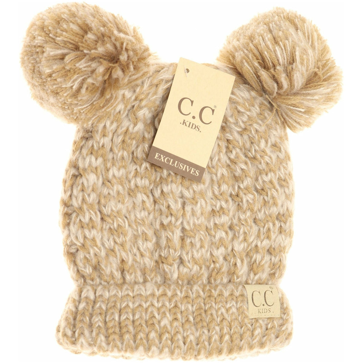 Kids Multi Tone Double Pom CC Beanies KIDS23