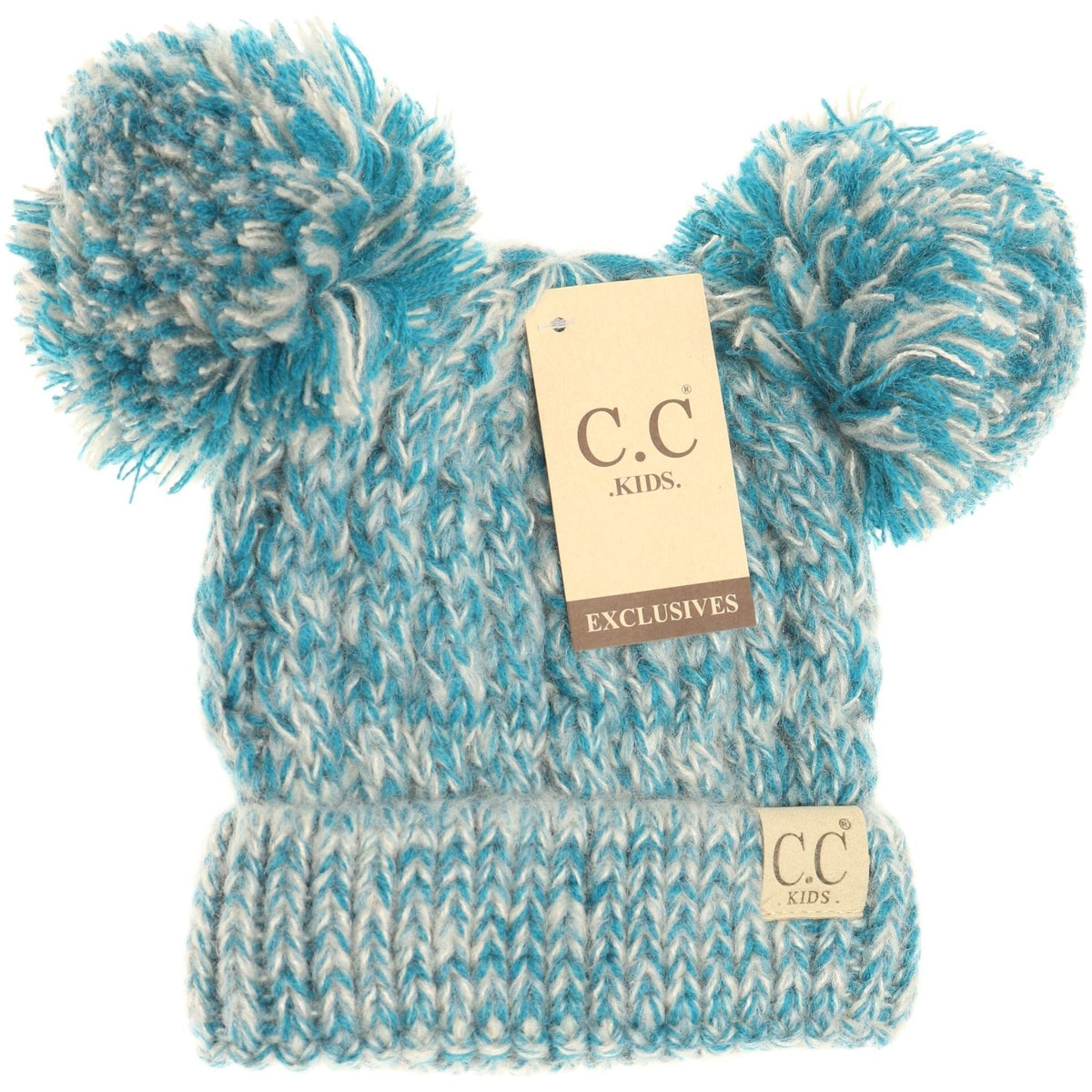 Kids Multi Tone Double Pom CC Beanies KIDS23