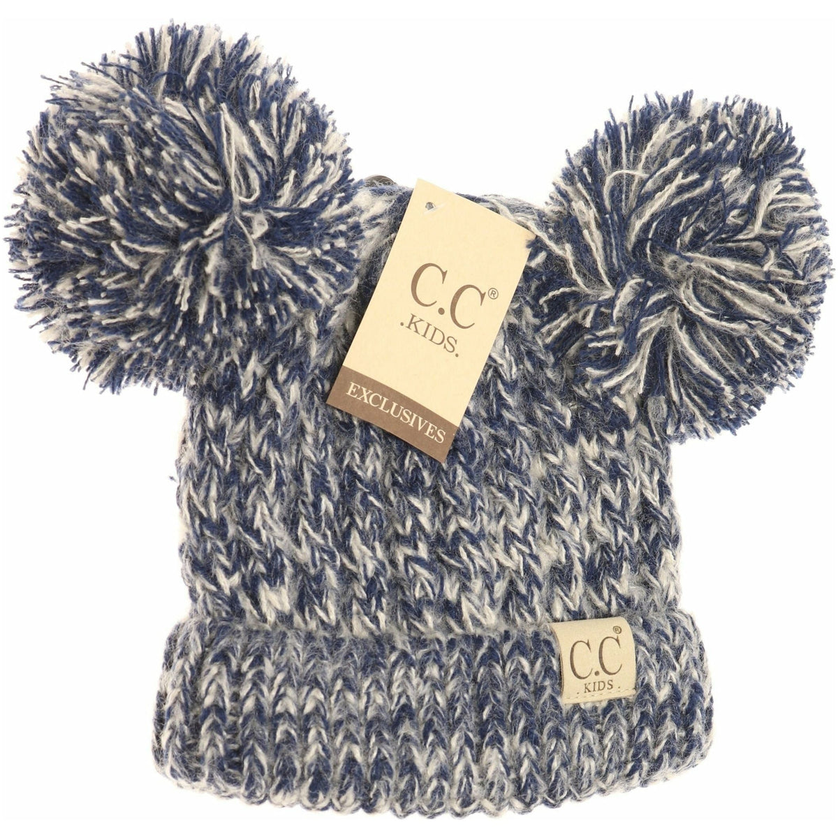 Kids Multi Tone Double Pom CC Beanies KIDS23