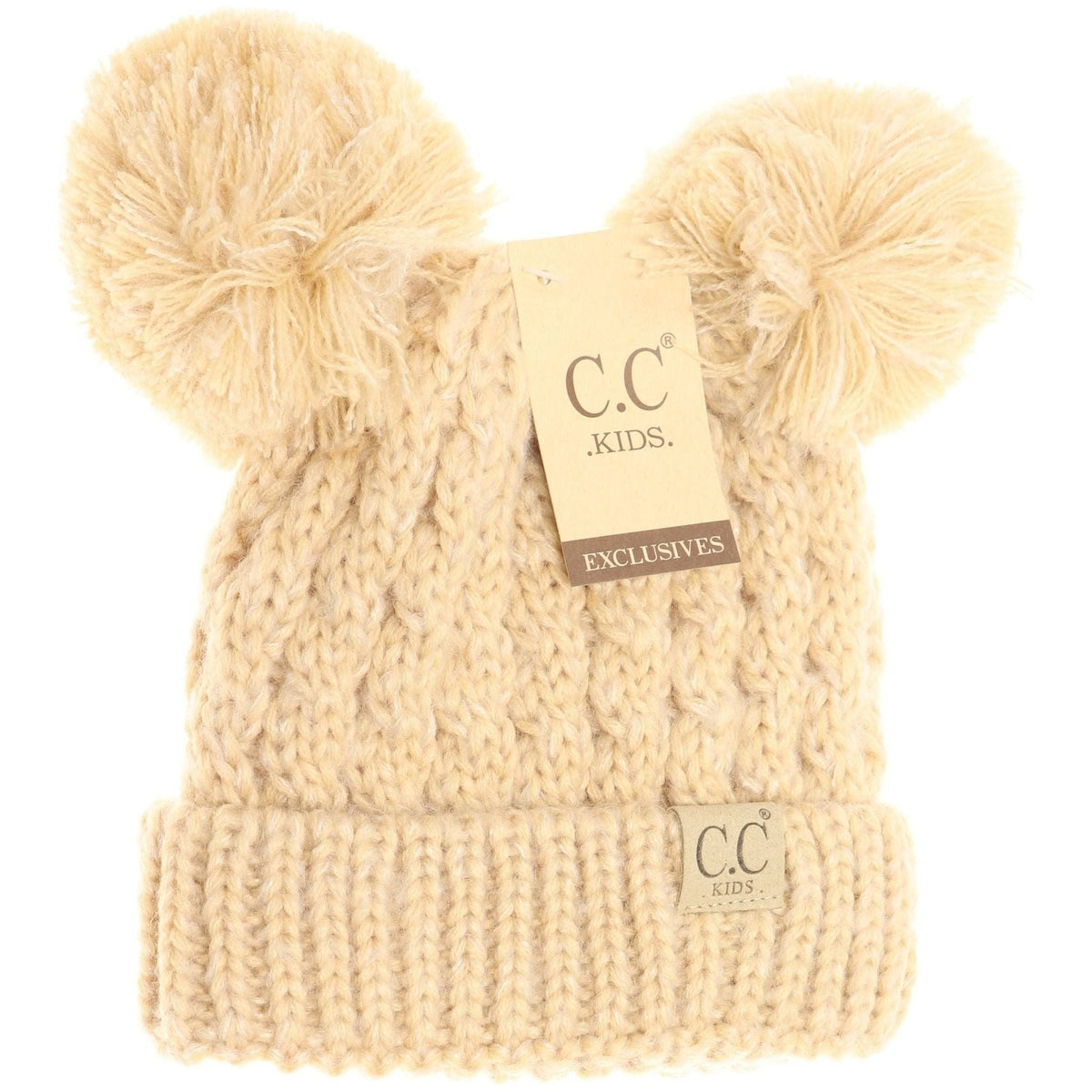 Kids Multi Tone Double Pom CC Beanies KIDS23