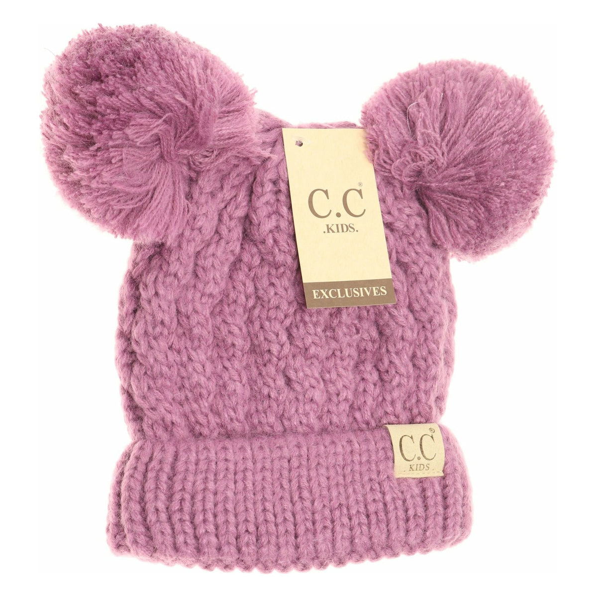 Kids Solid Double Pom CC Beanies KIDS24