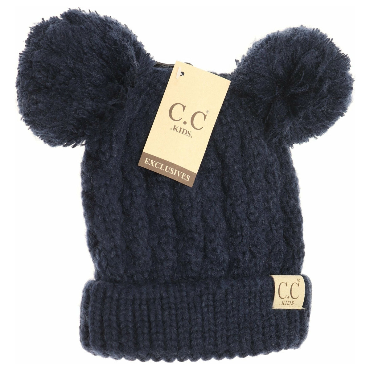 Kids Solid Double Pom CC Beanies KIDS24