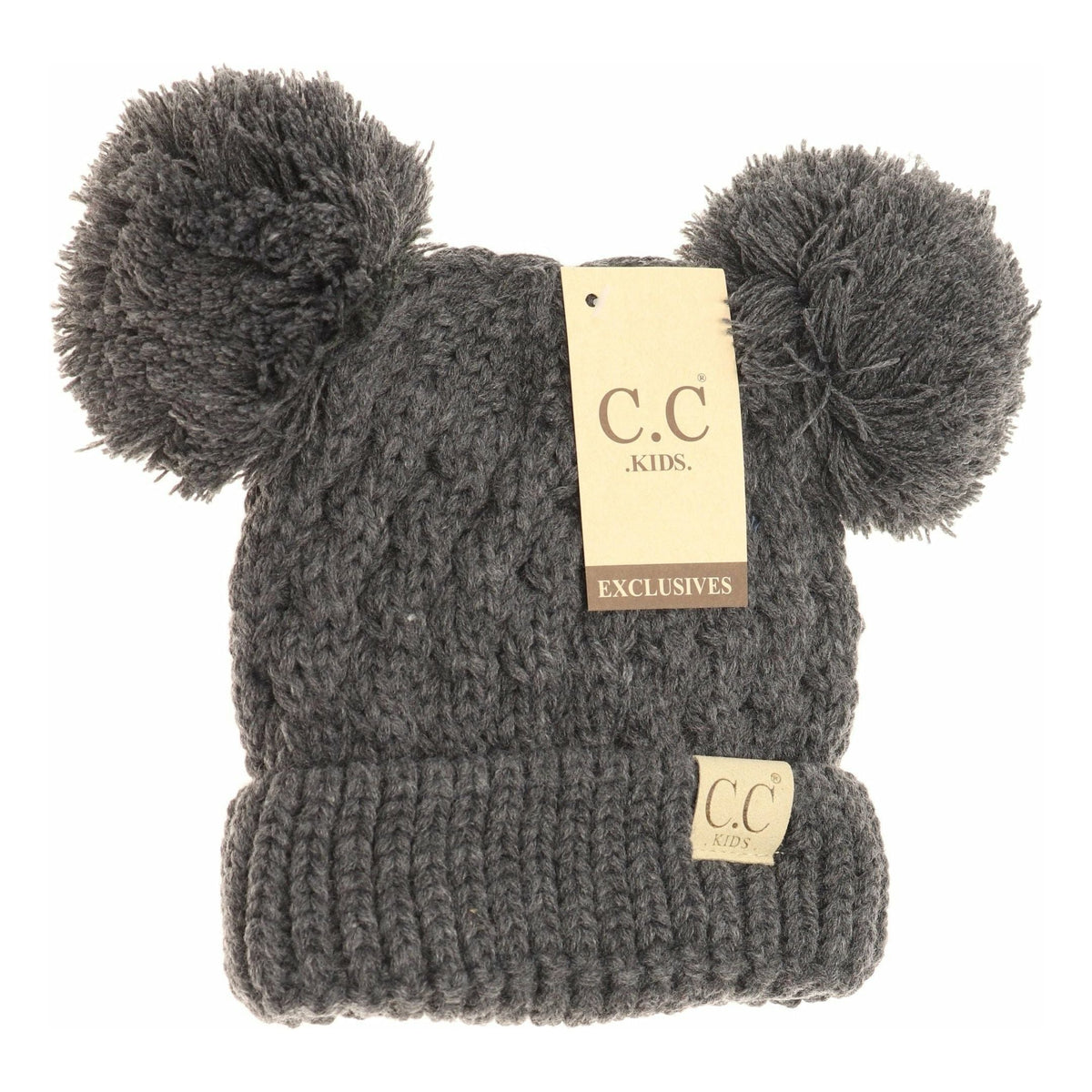 Kids Solid Double Pom CC Beanies KIDS24