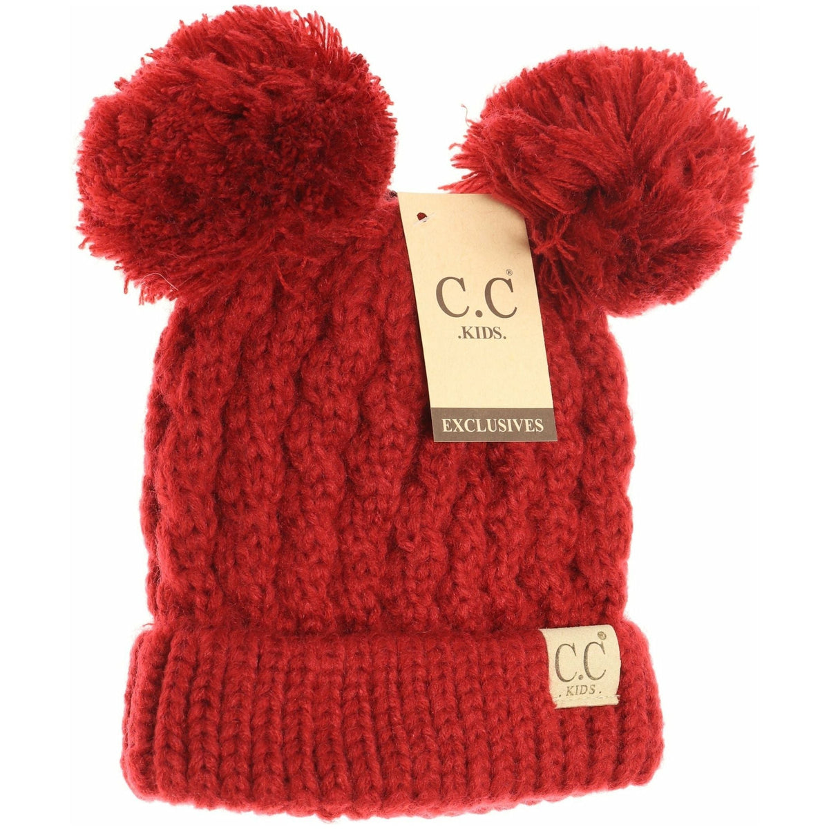 Kids Solid Double Pom CC Beanies KIDS24