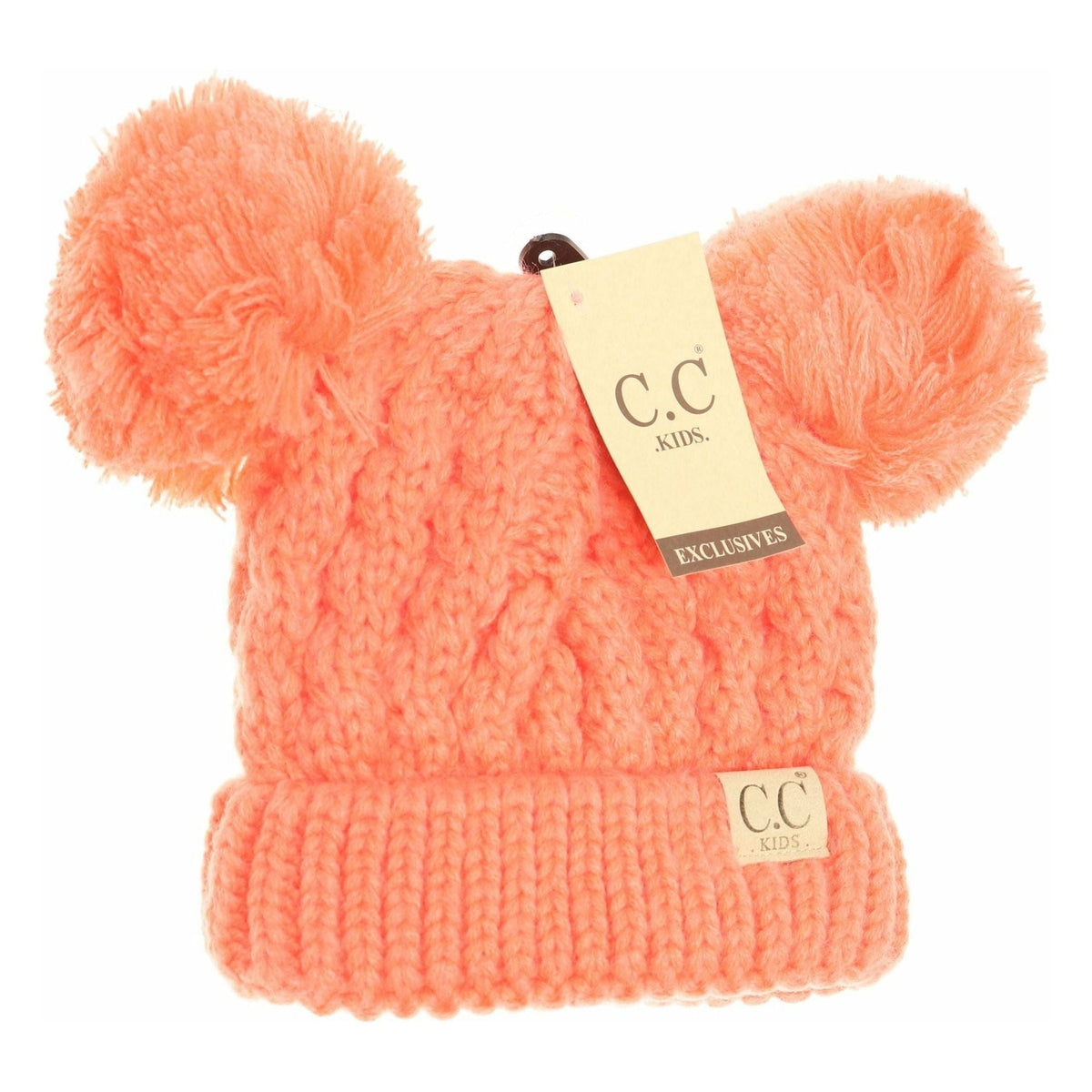 Kids Solid Double Pom CC Beanies KIDS24