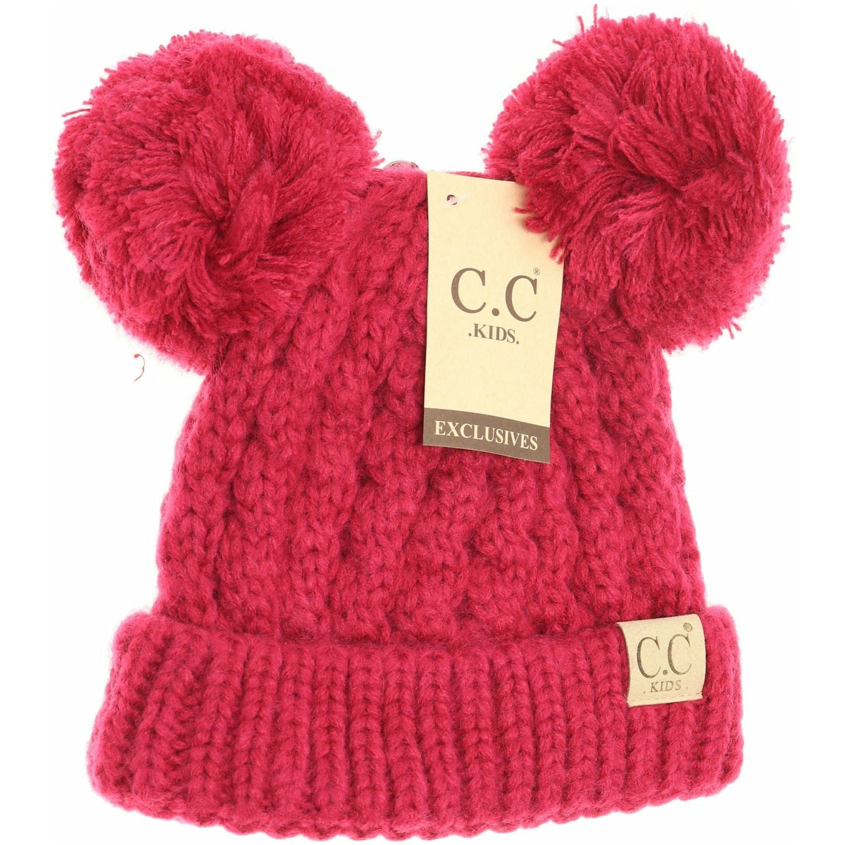 Kids Solid Double Pom CC Beanies KIDS24