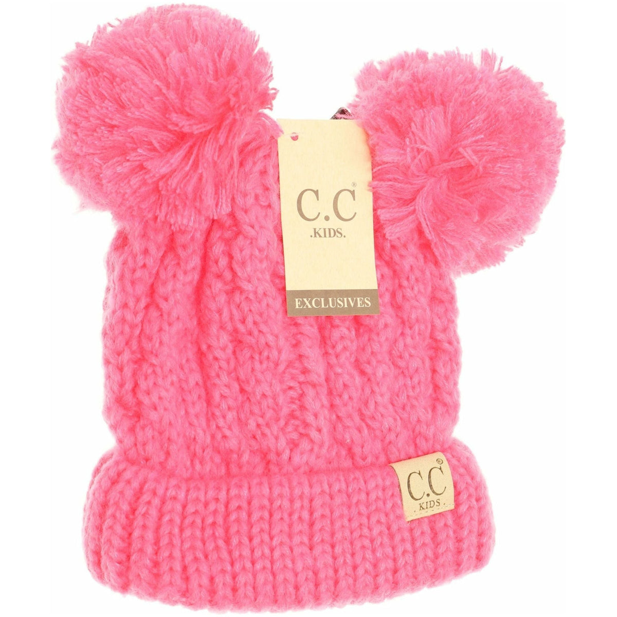 Kids Solid Double Pom CC Beanies KIDS24