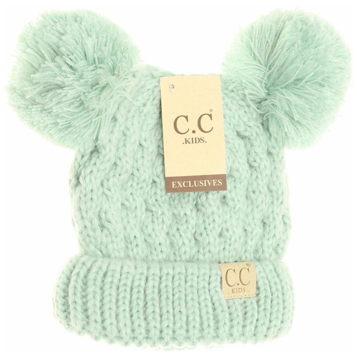 Kids Solid Double Pom CC Beanies KIDS24