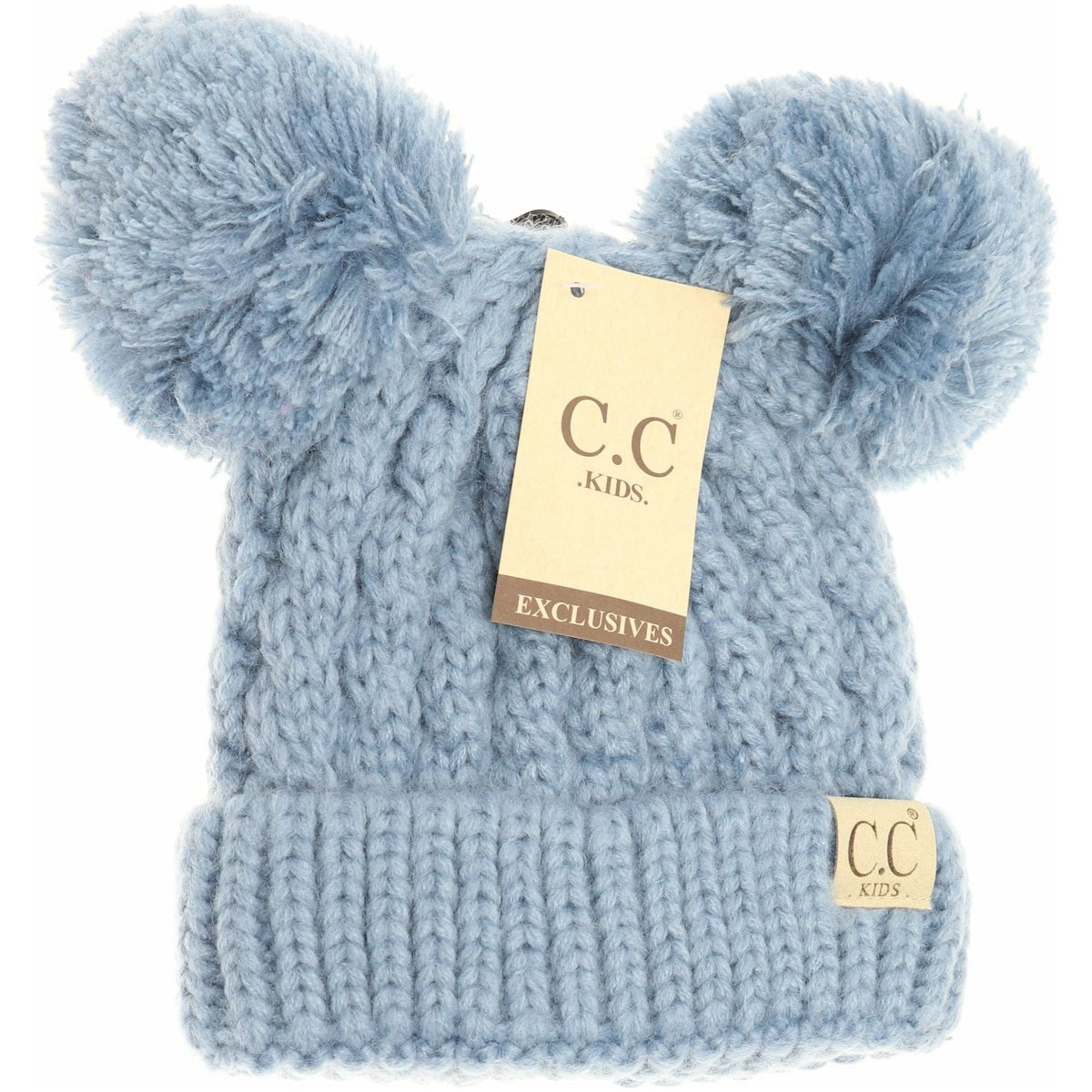 Kids Solid Double Pom CC Beanies KIDS24