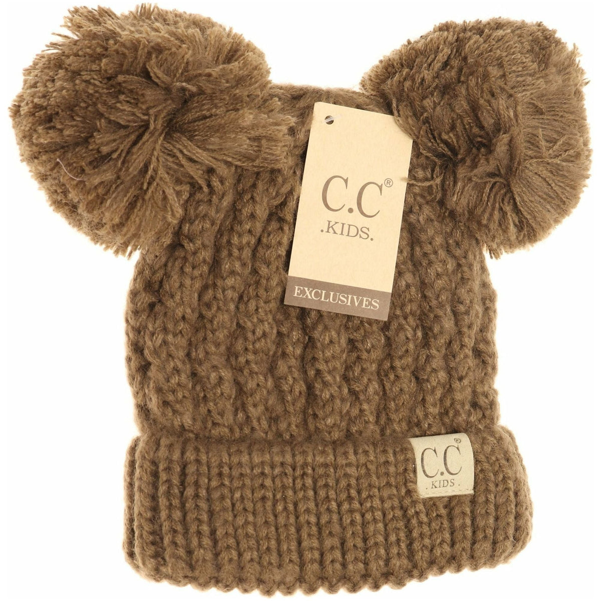 Kids Solid Double Pom CC Beanies KIDS24