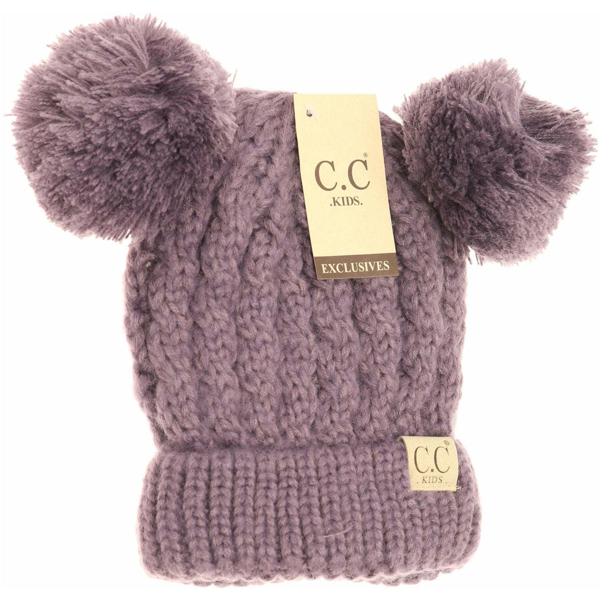 Kids Solid Double Pom CC Beanies KIDS24