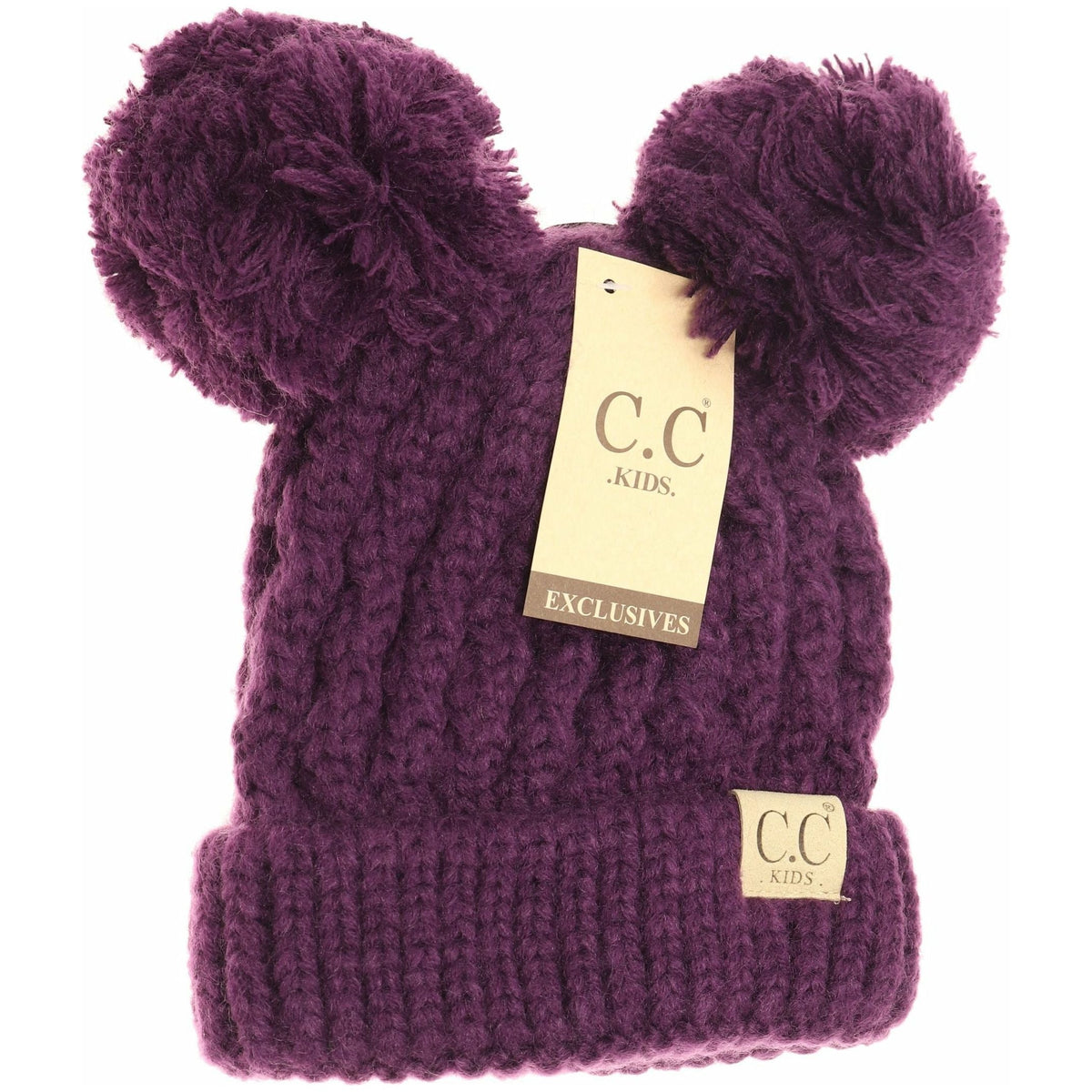 Kids Solid Double Pom CC Beanies KIDS24