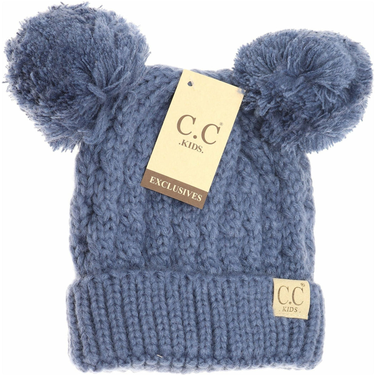 Kids Solid Double Pom CC Beanies KIDS24