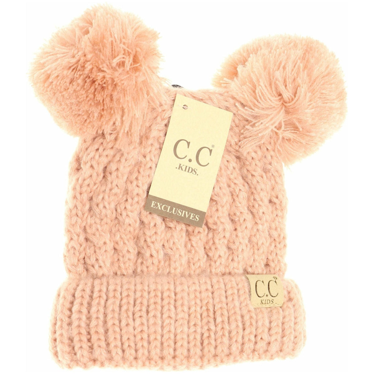 Kids Solid Double Pom CC Beanies KIDS24