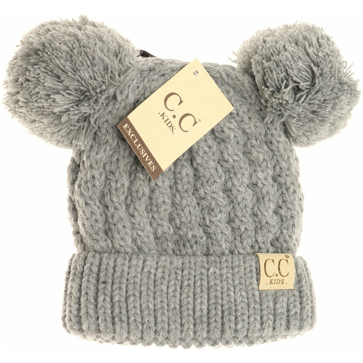 Kids Solid Double Pom CC Beanies KIDS24