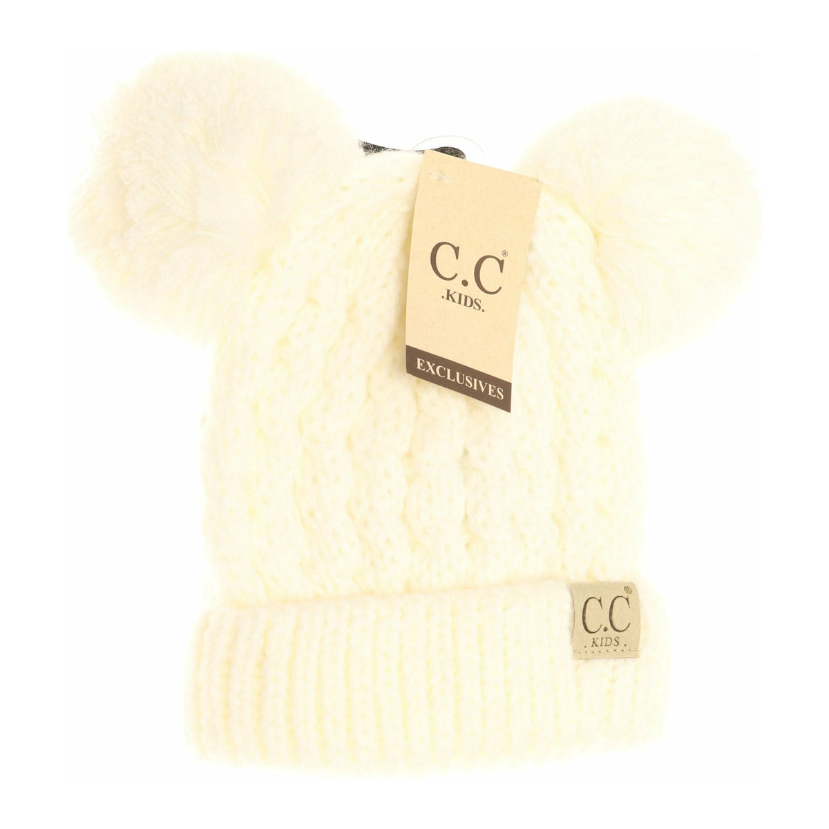 Kids Solid Double Pom CC Beanies KIDS24