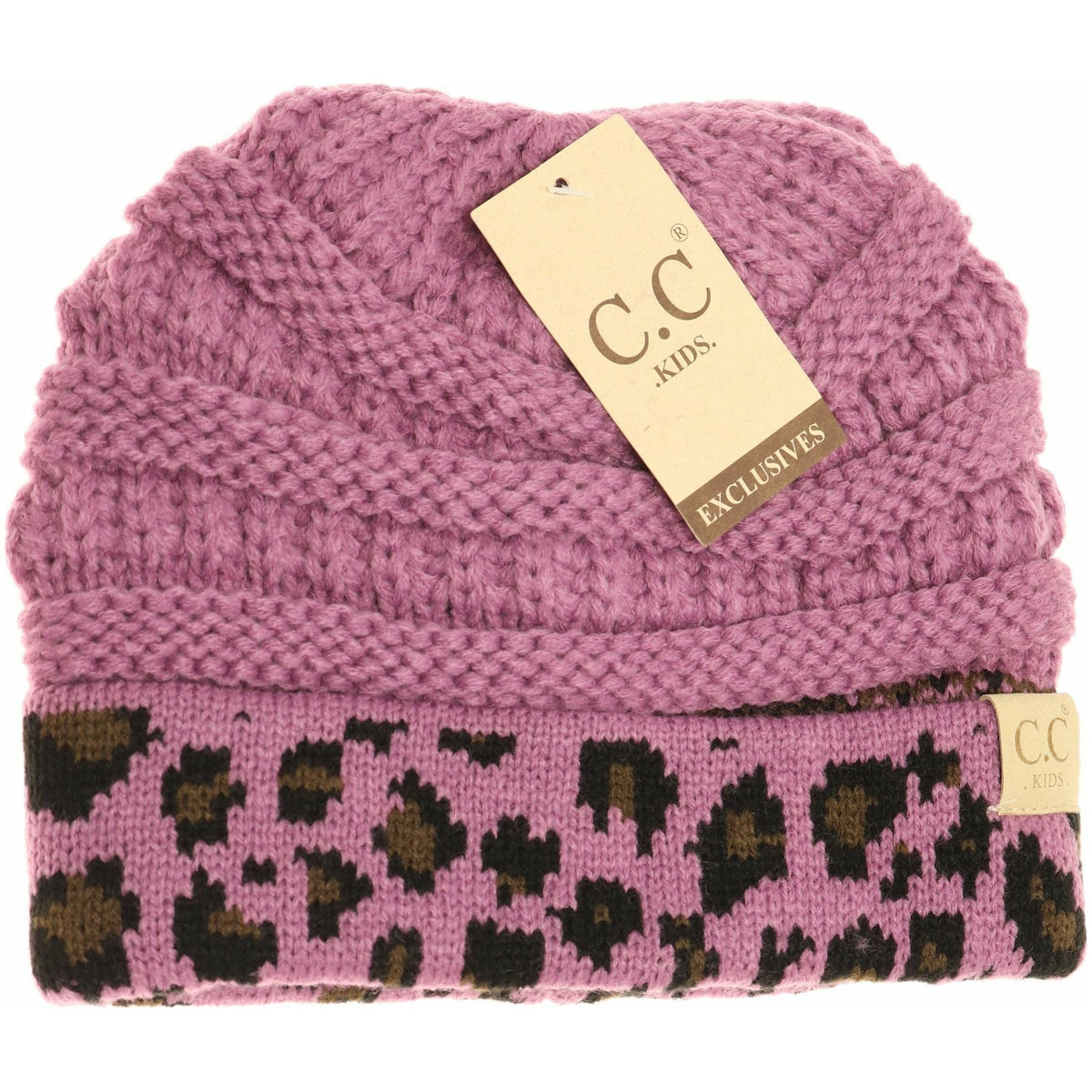 KIDS Matching Cuff Leopard Print CC Beanie KIDS80