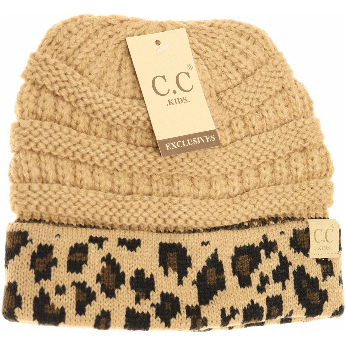 KIDS Matching Cuff Leopard Print CC Beanie KIDS80