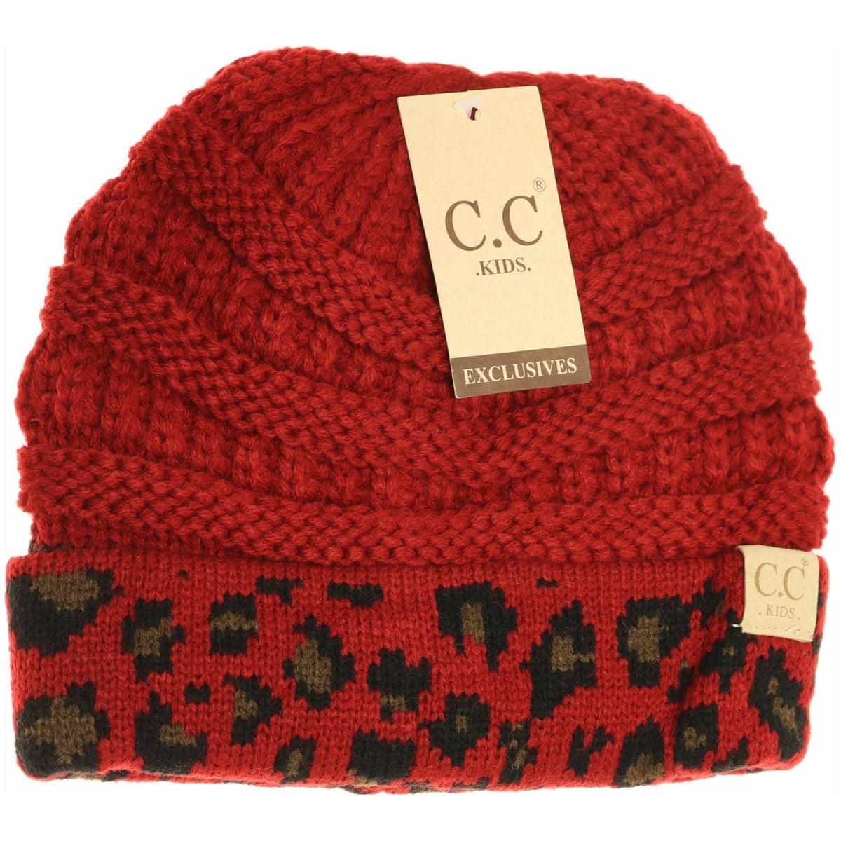 KIDS Matching Cuff Leopard Print CC Beanie KIDS80