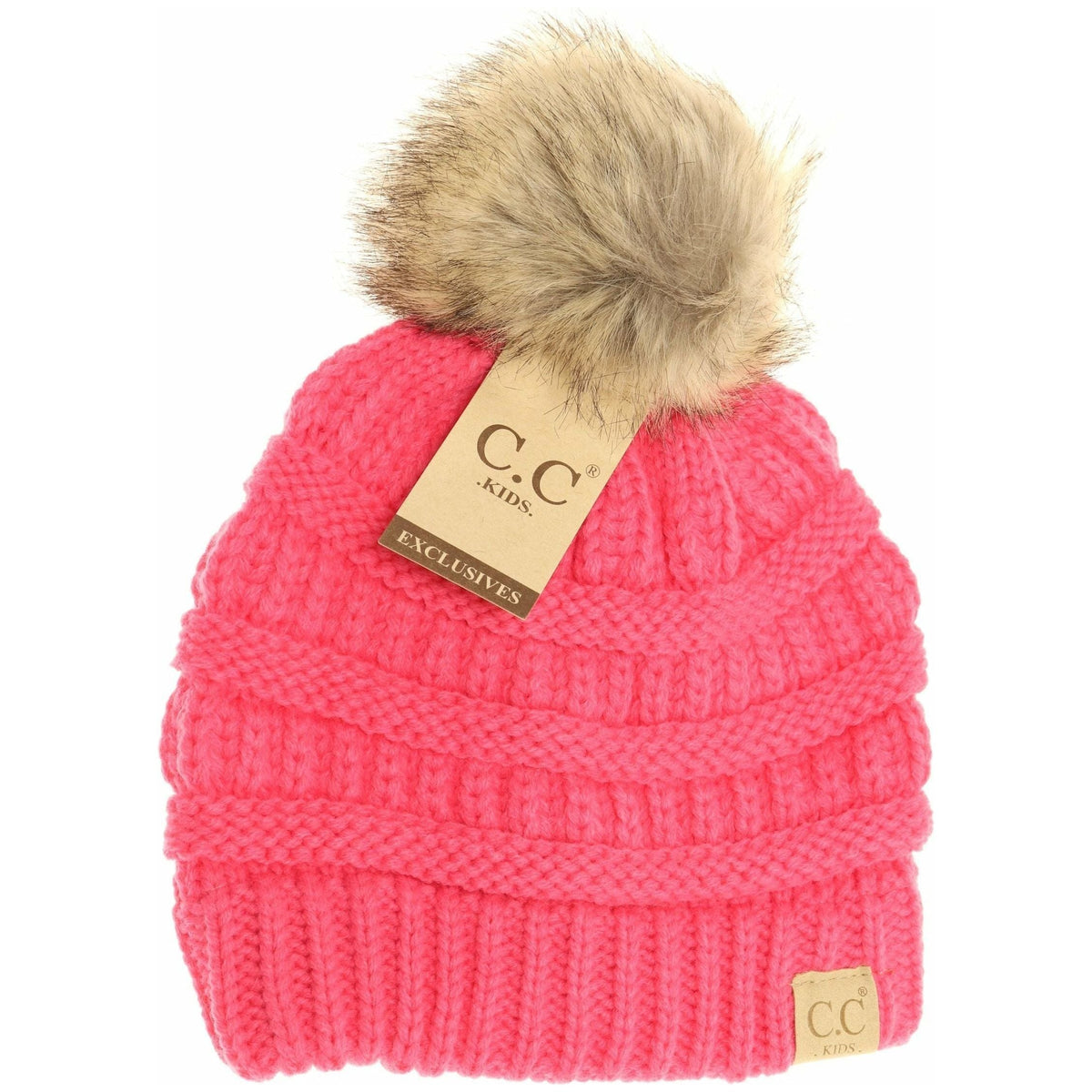 Kids Fur Pom CC Beanie KIDS43