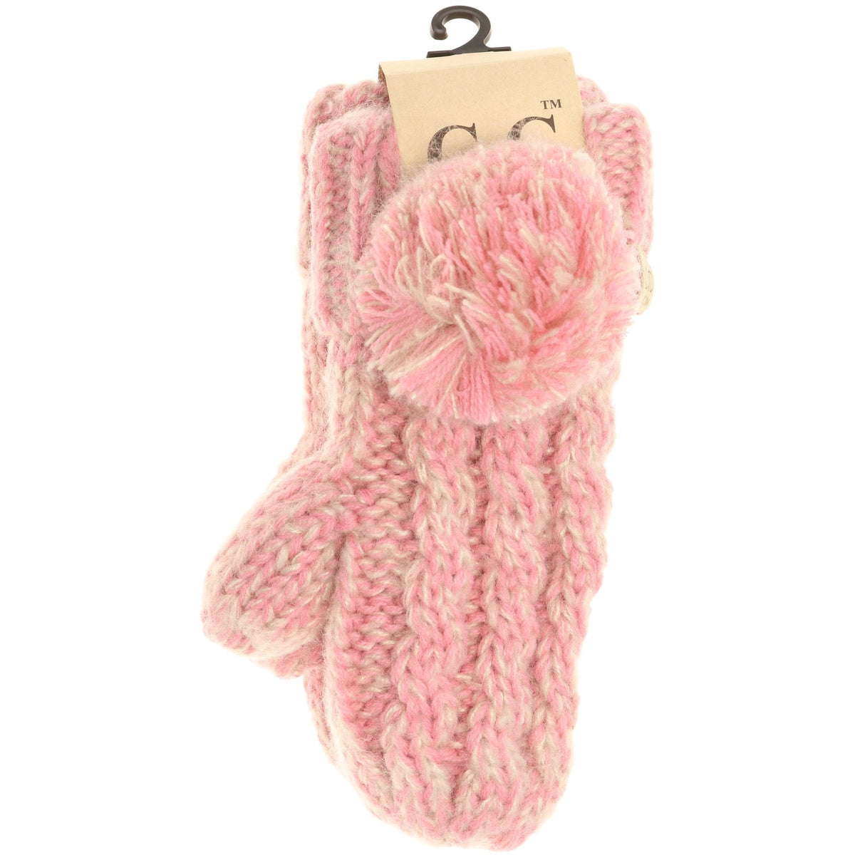 Kids CC Multi-Tone Double Pom Fuzzy Lined Mittens MT23KIDS