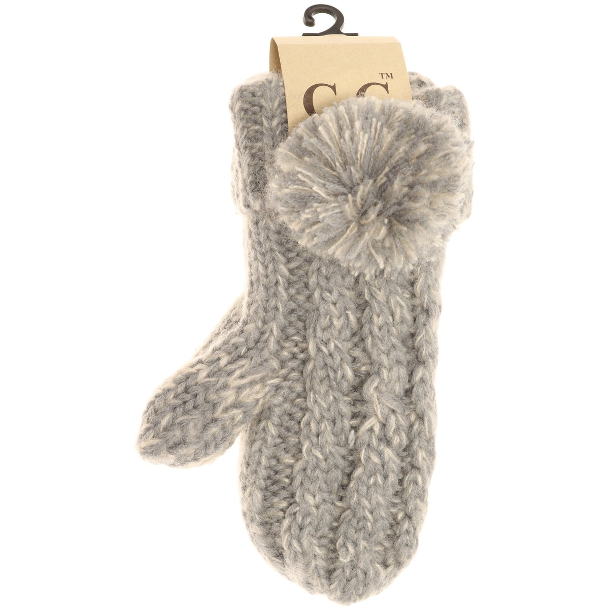 Kids CC Multi-Tone Double Pom Fuzzy Lined Mittens MT23KIDS