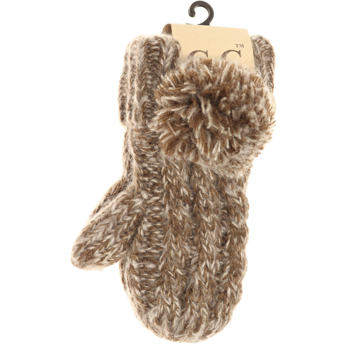 Kids CC Multi-Tone Double Pom Fuzzy Lined Mittens MT23KIDS