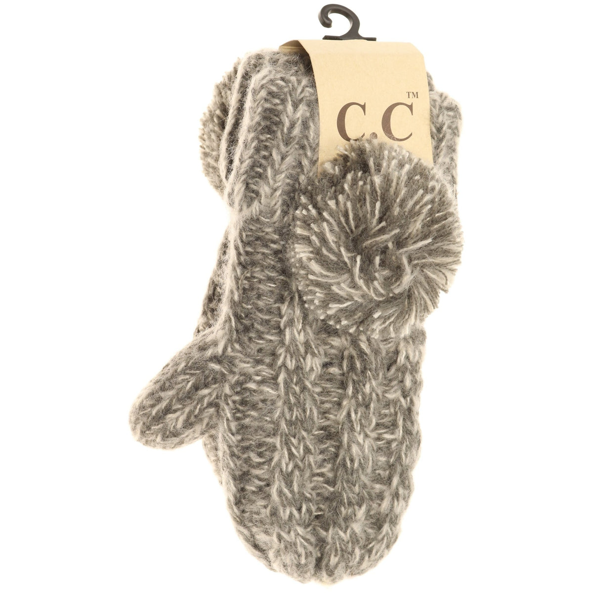 Kids CC Multi-Tone Double Pom Fuzzy Lined Mittens MT23KIDS