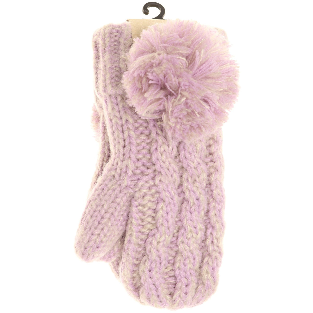 Kids CC Multi-Tone Double Pom Fuzzy Lined Mittens MT23KIDS