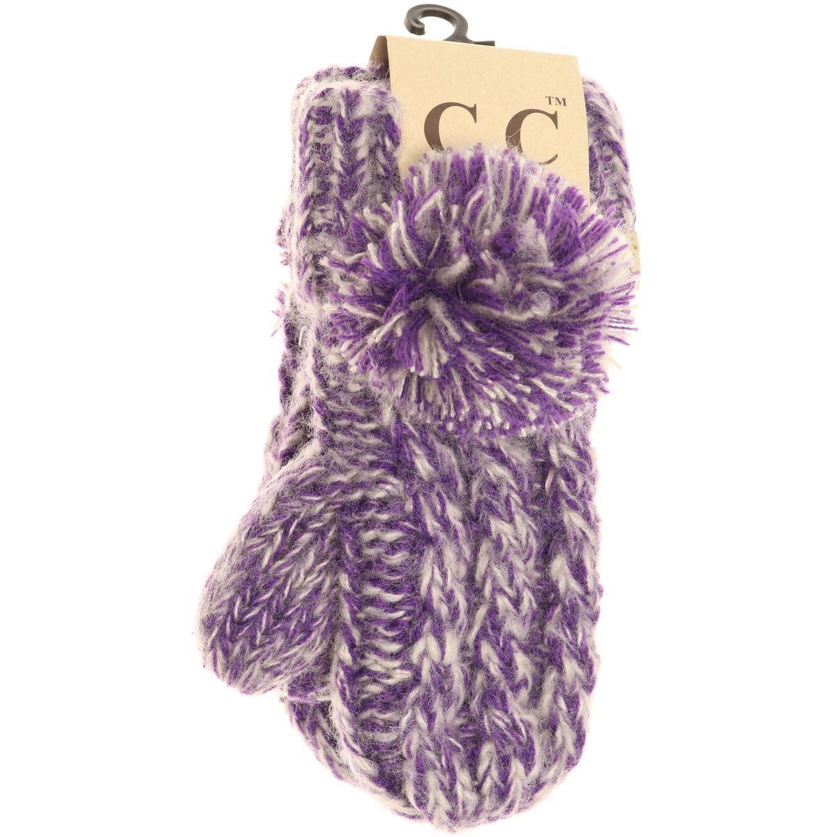 Kids CC Multi-Tone Double Pom Fuzzy Lined Mittens MT23KIDS