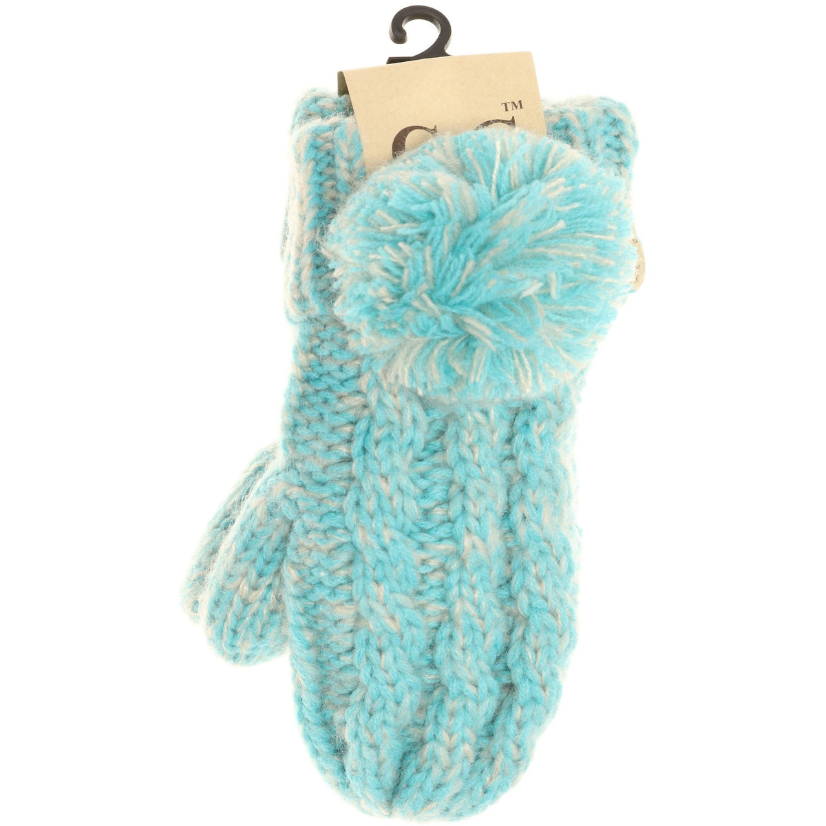 Kids CC Multi-Tone Double Pom Fuzzy Lined Mittens MT23KIDS