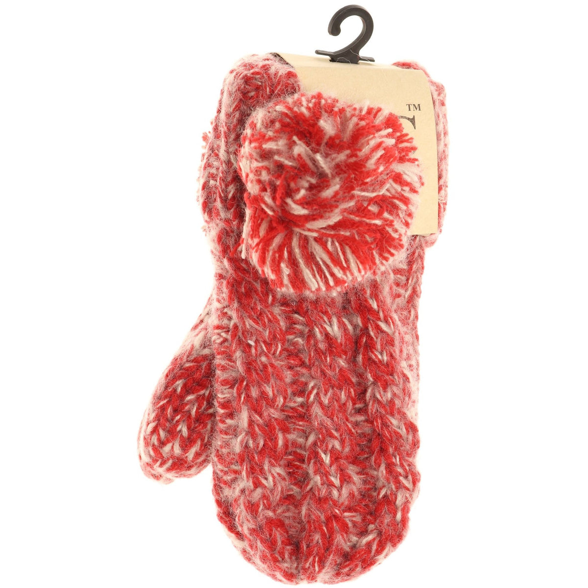 Kids CC Multi-Tone Double Pom Fuzzy Lined Mittens MT23KIDS