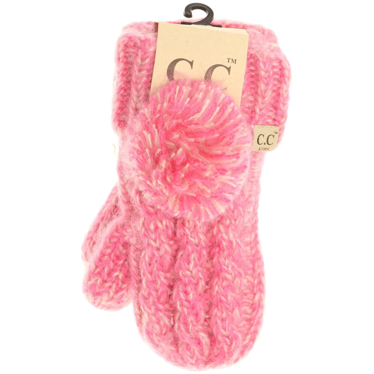 Kids CC Multi-Tone Double Pom Fuzzy Lined Mittens MT23KIDS