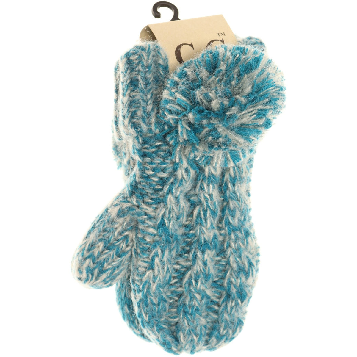 Kids CC Multi-Tone Double Pom Fuzzy Lined Mittens MT23KIDS