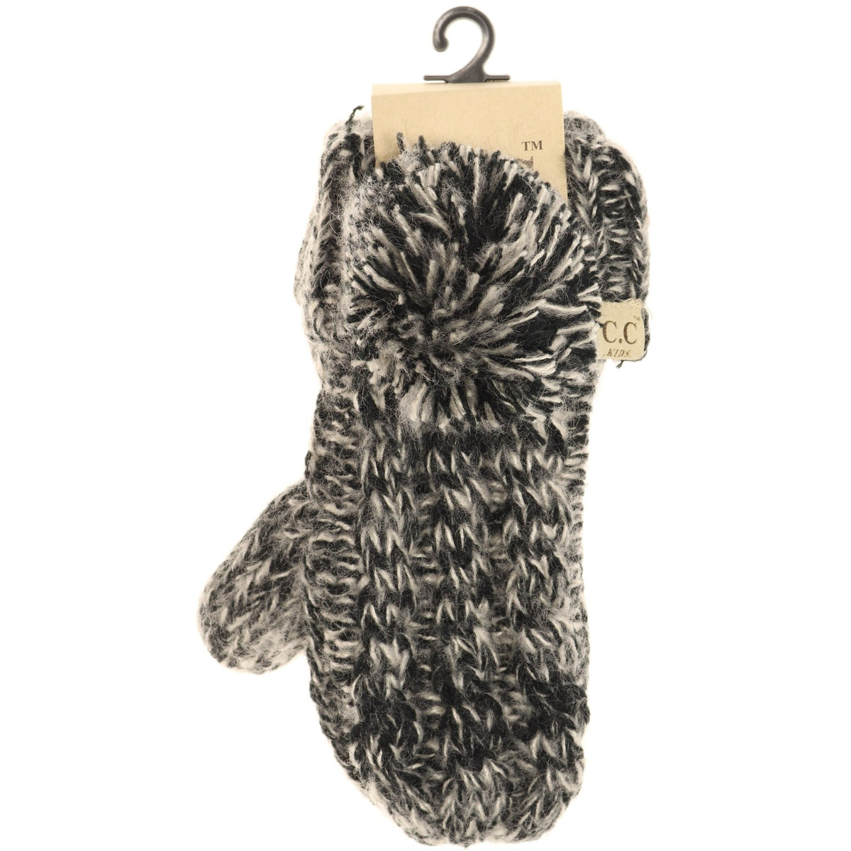 Kids CC Multi-Tone Double Pom Fuzzy Lined Mittens MT23KIDS