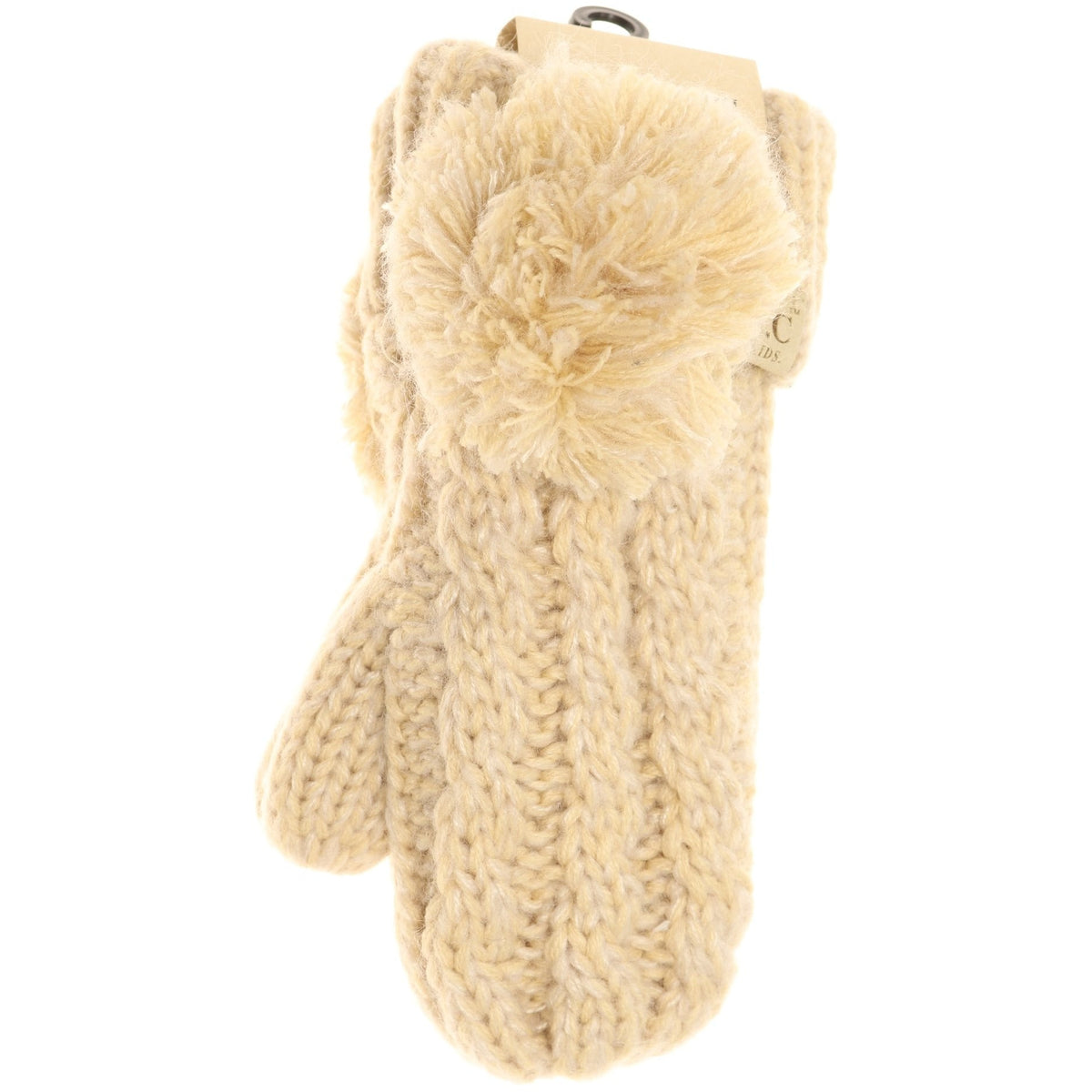 Kids CC Multi-Tone Double Pom Fuzzy Lined Mittens MT23KIDS