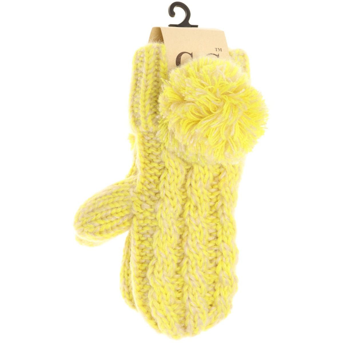 Kids CC Multi-Tone Double Pom Fuzzy Lined Mittens MT23KIDS