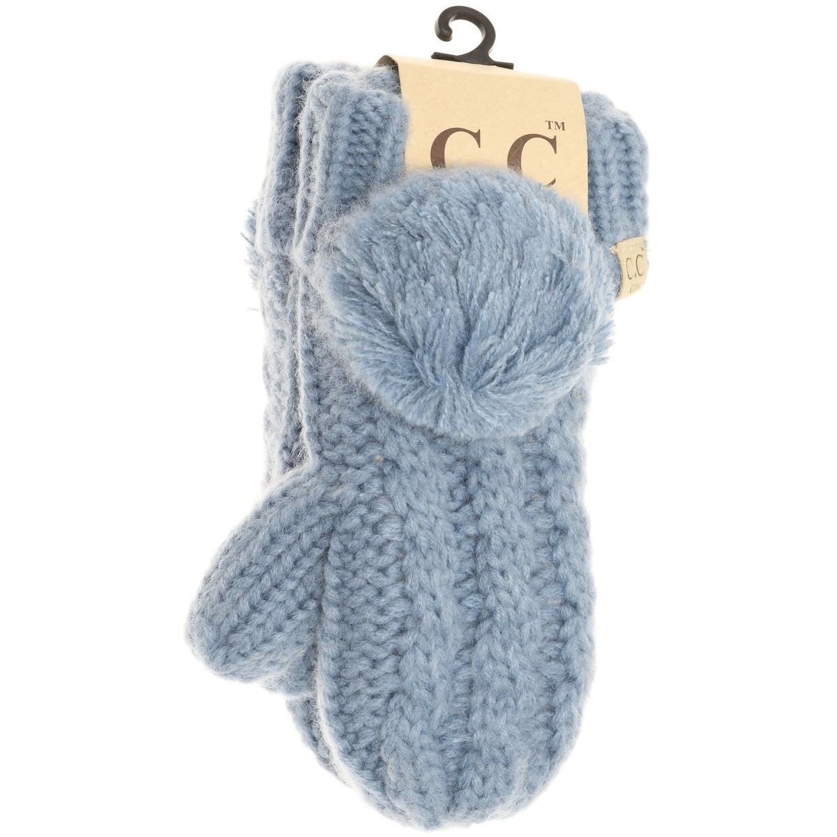 Kids CC Solid Pom Fuzzy Lined Mittens MT24KIDS