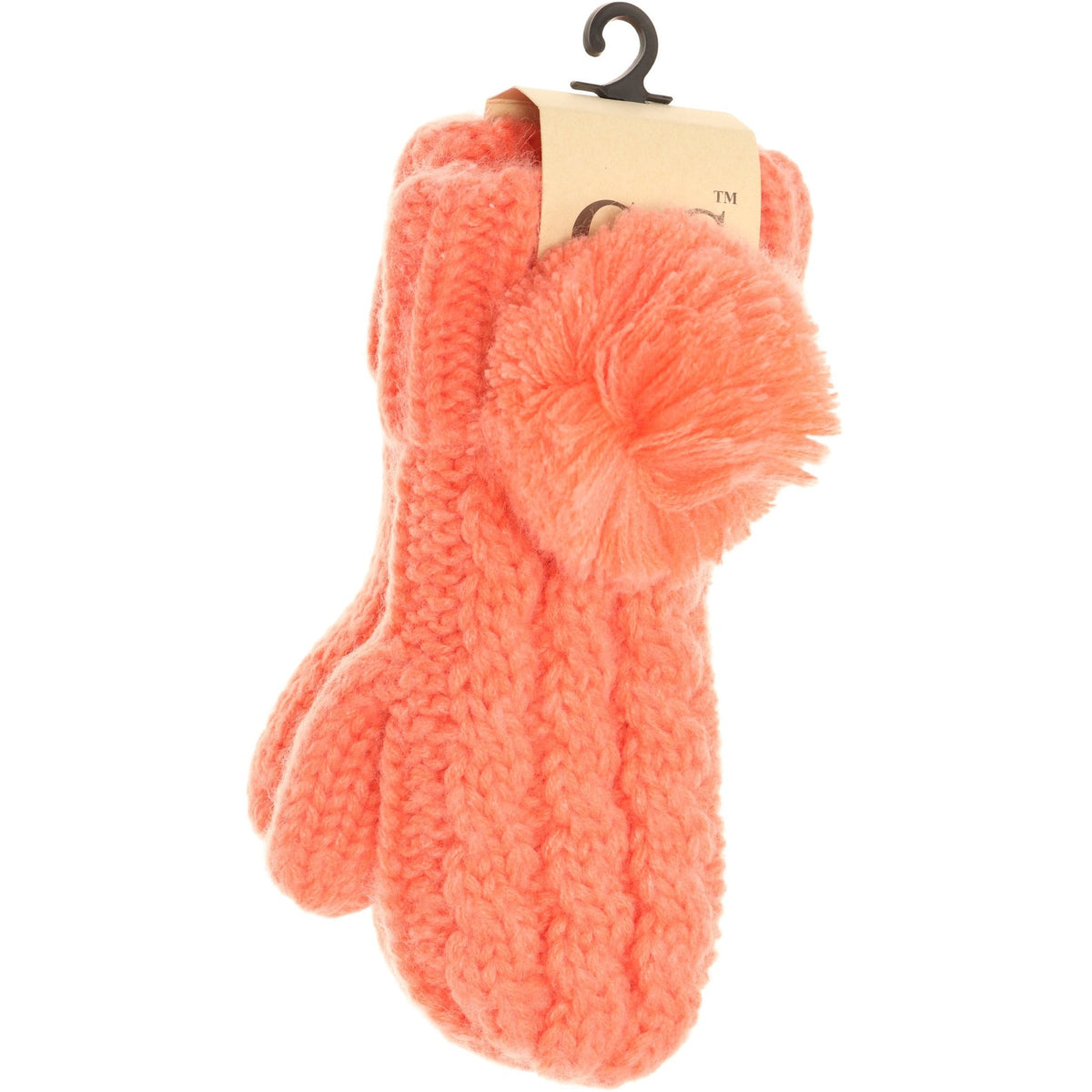 Kids CC Solid Pom Fuzzy Lined Mittens MT24KIDS