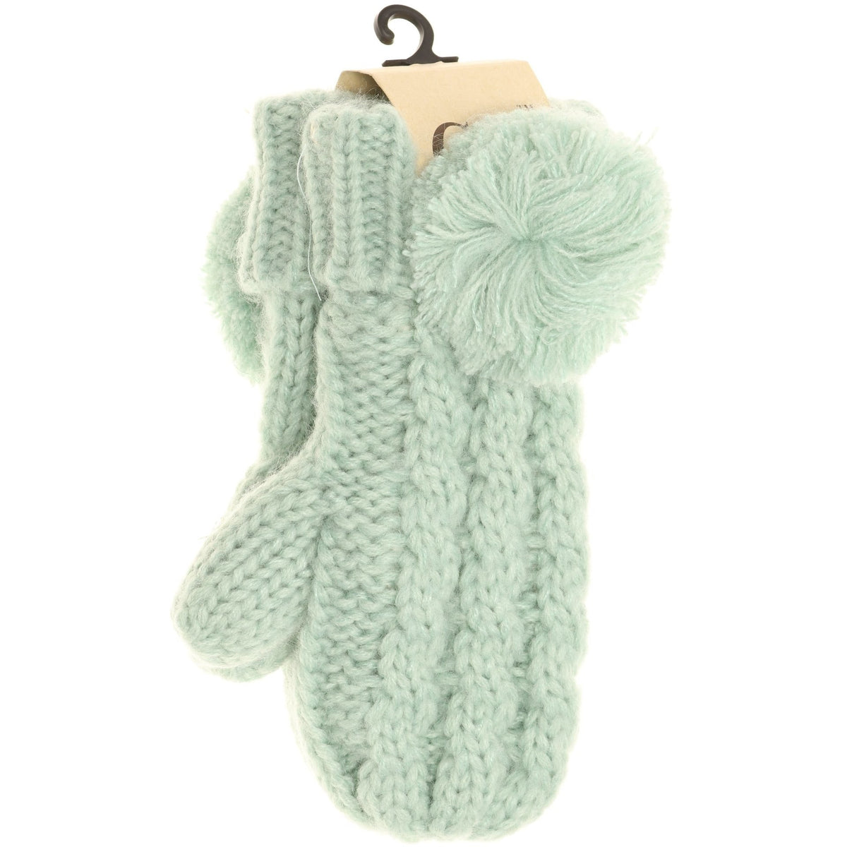 Kids CC Solid Pom Fuzzy Lined Mittens MT24KIDS