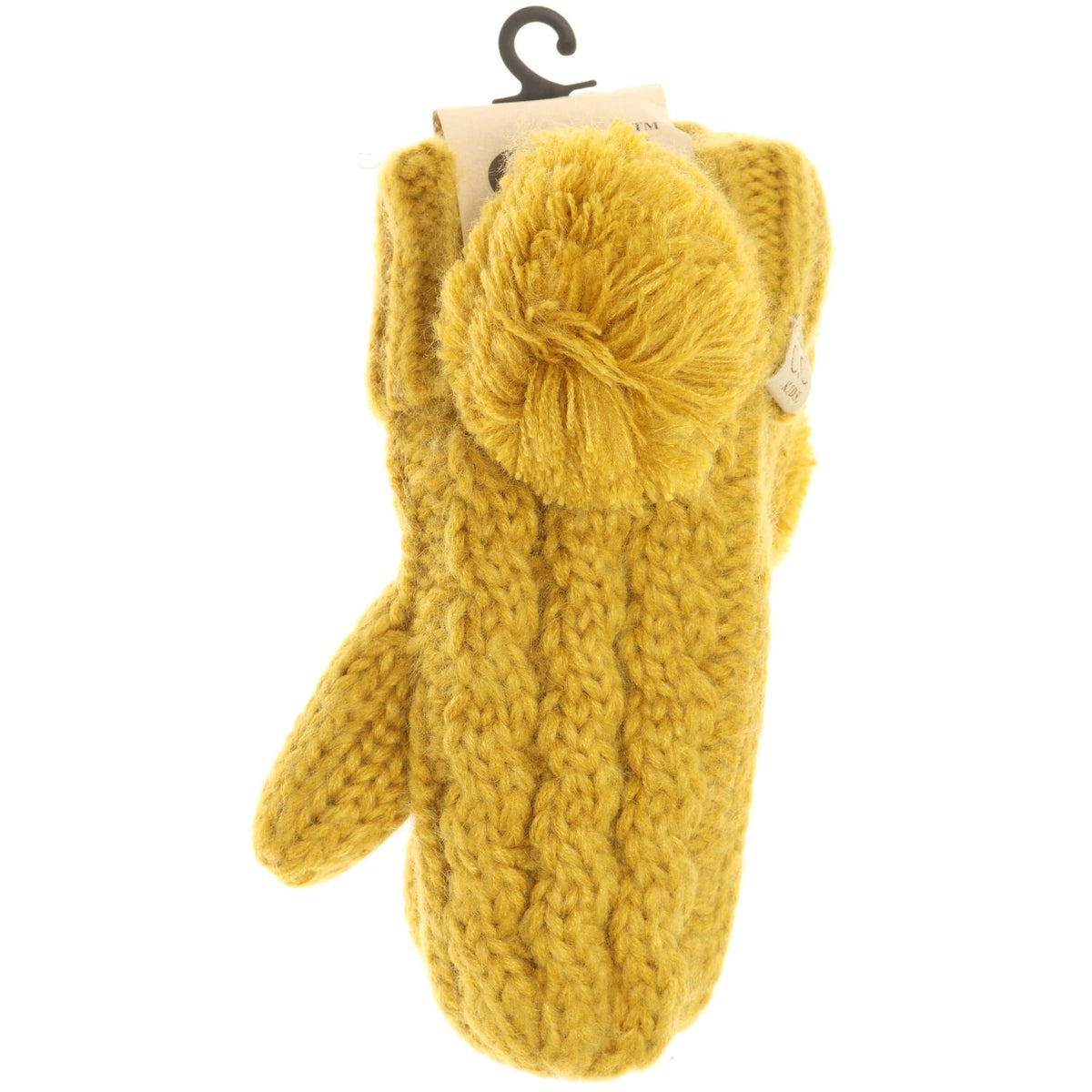 Kids CC Solid Pom Fuzzy Lined Mittens MT24KIDS