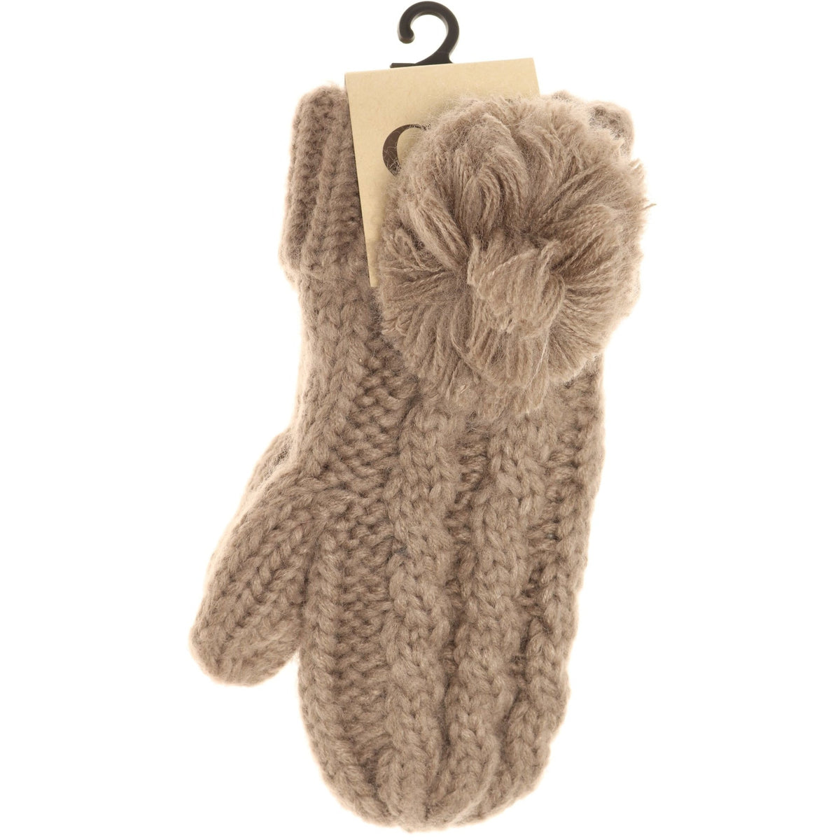 Kids CC Solid Pom Fuzzy Lined Mittens MT24KIDS