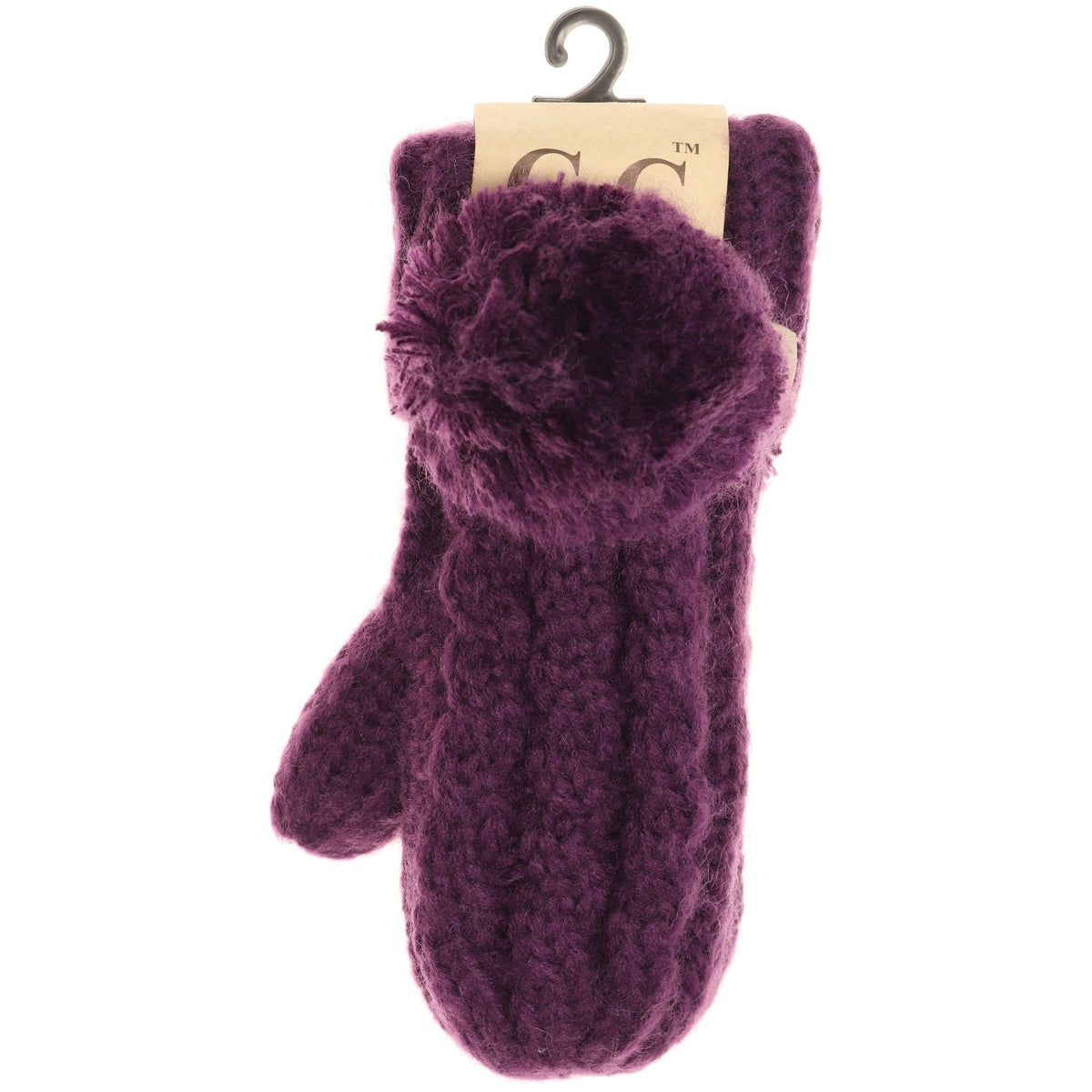 Kids CC Solid Pom Fuzzy Lined Mittens MT24KIDS