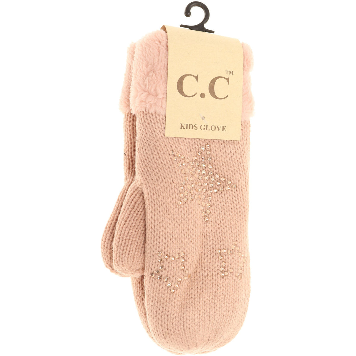 Kids Rhinestone Star Fuzzy Lined Mitten KIDSMT501